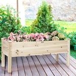 Costway Bac À Fleurs Rectangulaire En Bois 119x43,5x51cm Carré Potager Surélevé Avec 5 Trous De Drainage Pour Légumes Herbes Fleurs