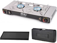 NJ SG-2 Camping Gas Stove - Double Burner Portable Butane Twin Cooker Outdoor C