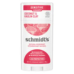 SCHMIDT'S Déodorant Stick Peaux Sensibles Kaolin et Noix de Coco, 100% d'Origne Naturelle, Efficacité 24h, 58 ml, 75 g