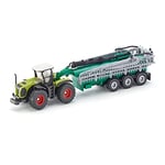 siku 1827, Tracteur Claas Xerion avec Remorque Epandeur, 1:87, Métal/plastique, Vert, Rampe à Pendillards Pivotable