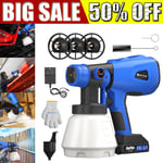 Cordless Paint Sprayer Electric 18V Spray Gun Paint Fence Airless HVLP + Battery