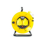 STATUS 2 Socket Cable Reel | 25m Yellow Extension Lead | 16A 110V with Thermal Cut Out | Heavy Duty Outdoor Extension Lead | S25M-110VOLT-CR1