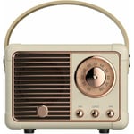 Retro Bluetooth-högtalare, Vintage FM-radio med klassisk stil, hög volym, Bluetooth 5.0 trådlös anslutning, stöd för TF-kort white