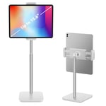 Tounee Support Tablette, Support pour Tablette Hauteur Réglable Jusqu'à 21",Porte Tablette Support Dock pour iPad Pro 12.9,10.9,10.2, Air Mini 4 3 2, Fire, Kindle, iPhone (4.7''-15.6'') - Blanc