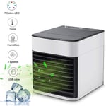 Personal Air Cooler, Portable Mini Air Conditioner, 3 in 1 Evaporative Coolers, Humidifier, Purifier with USB, 7 Colors LED Night, 3 Speeds Desktop Cooling Fan for Office, Home, Dorm, Travel