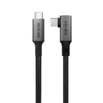 NÖRDIC vinklet 50 cm USB4 USB-C til C nylonflettet kabel PD3.1 240W 40G 8K60Hz 4K144Hz grå