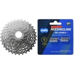 SHIMANOSHIMANO CASSETTE HG400 9 speed 11-34 & KMC 9 Speed EPT MissingLink, Dark Silver, Pack of 2KMC