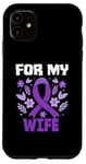 Coque pour iPhone 11 Ruban violet Hodgkin de sensibilisation au lymphome pour ma femme