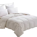 Double Size Duvet - Luxury White Goose Feather and Down Duvet, 13.5 Tog Bed Quilt, 100% Cotton Shell, Anti-dust mite & Feather-proof Fabric, All Season