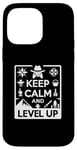 Coque pour iPhone 14 Pro Max Keep Calm and Level Up Gamer pour les joueurs amusants