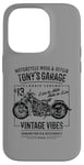 Coque pour iPhone 14 Pro Tony's Garage Design moto pour le nom Tony