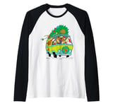 Christmas Scooby Doo Mystery Machine Gang Tree on Van Raglan Baseball Tee