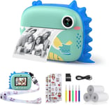 Himont Appareil Photo Instantané Enfants, Numérique Avec Papier D'Impression & Carte Tf 32G, Caméra Vidéo Avec Stylos Colorés Pour Le Bricolage, Cadeau Pour Filles Garçons De 3-14 Ans