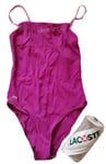 LACOSTE Bikini Swimsuit 1 Piece Size M Berry Purple New With Pouch