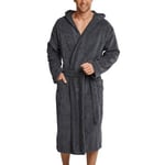 Schiesser Essentials Terry Cloth Bathrobe Grå bomull Small Herre