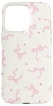 Coque pour iPhone 15 Pro Max Ruban rose clair avec nœuds pour fille - Couleur pastel