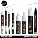 Uni Posca White Paint Marker Pens - Pc-1m 1mr 3m 5m 7m 8k 17k Pcf350 - All Sizes