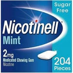 Nicotinell Nicotine Gum, Quit Smoking Aid, Mint Flavour, 2 mg, 204 Pieces