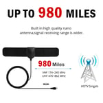 1000 Mile Thin TV Aerial Indoor HDTV Digital Antenna HD Freeview Signal*Booster