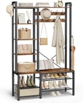 VASAGLE Hall Tree with Bench and Shoe Storage, Hallway Coat Rack with Shoe Bench