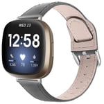 Tencloud Straps Compatible with Fitbit Versa 3 Strap, Replacement Soft Comfortable Leather Band Wristband for Fitbit Sense/Versa 3 Smartwatch (Gray)