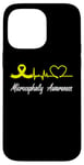 Coque pour iPhone 14 Pro Max Ruban jaune pour sensibilisation à la microcéphalie Love Heartbeat