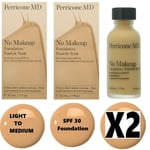 2 X Perricone MD No Makeup Foundation SPF 30 - Light-Medium, 30ML BOXED