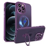 S. Dawezo Coque Magnétique pour iPhone 12 Pro Max, Compatible avec MagSafe, Coque iPhone 12 Pro Max Support Invisible, Toucher Doux, Protection Antichoc Militaire, Dos Anti Rayures - Violet Foncé