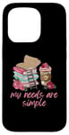 Coque pour iPhone 15 Pro Livres et roses de café latte rose pour la Saint-Valentin