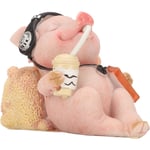 Ej.life - Statue de cochon en résine, Mini figurine musicale amusante et décontractée, pour décoration d'étagère de table Statue