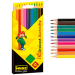 Idena 20134 20134-Crayons de Peinture en 12, Crayons de Couleur en Bois FSC en Forme de Triangle Ergonomique, emballés dans Un étui en Carton, Multicolore