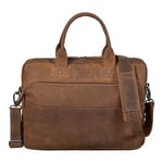 STILORD 'Alvin' Sacoche en Cuir pour Ordinateur Portable Sac à Bandoulière Vintage Sacs Serviette pour PC de 15 Pouces Leather Bag Cuir Véritable, Couleur:tarragona - Marron