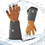 Vgo... Gants longs d'hiver imperméables de travail de jardinage en cuir, gants thermiques de travail à écran tactile pour femme et homme