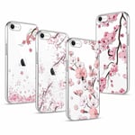 Phoona [4 Pièces Coque pour iPhone 8/SE 2022/7/SE 2020 4,7", Étui Fleurs Visage Mignon de Design Motif Housse Protection Silicone Cover Ultra Fine Antichoc Mince Souple TPU Bumper Fleur Case