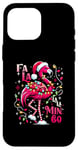 Coque pour iPhone 16 Pro Max Fa LaLa Mingo Flamingo Sapin de Noël Tropical Christmas Lights