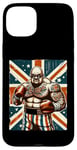 Coque pour iPhone 15 Plus Boxe Britannique Union Jack Drapeau Boxeur