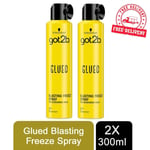 2pk Schwarzkopf got2b Glued Blasting Freeze Hair Spray For Screaming Hold, 300ml