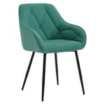 WOLTU Chaise de Salle à Manger, Chaise de Cuisine Rembourrée avec Dossier, Accoudoirs, Pieds en Métal, Chaise Ergonomique pour Salon, Bureau, Coiffeuse, en Velours, Vert Turc, EZS02ts-1