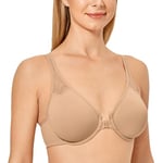 DELIMIRA Femme Soutien Gorge Fermeture Devant Invisible Grande Taille avec Armature Decollete Plongeant Dos Nageur Naturel 95D