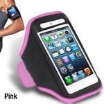 Pink iPhone 4 4S Sports Strong ArmBand Padded Soft Cover With Earphone Pocket