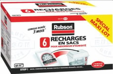 Lot 6 Recharges standard 1kg neutre pour absorbeur d'humidité classique RUBSON