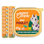 Edgard & Cooper Pâté pour Chat Biologique, (Poulet Bio, 85g x 16), Biologique & sans Cereals, Viande et Poisson Frais et protéines de qualité, Vrais ingrédients, Pâté pour Chat stérilisé et Actif