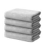 Set of 4 Hand Towels 50x100cm - Premium 100% Turkish Cotton Towel - 500 GSM - For the home. hair salon or nail salon - Very Soft & Absorbant - Certified Oeko-TEX - Light Grey