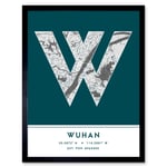 Wuhan China City Map Modern Typography Stylish Letter Framed Word Wall Art Print Poster for Home Décor