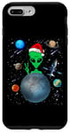 Coque pour iPhone 7 Plus/8 Plus Christmas Alien Santa Peace Hand In Space Santa Hat Xmas