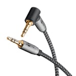 goobay 65283 Câble audio AUX/avec prise coudée à 90° Jack 3,5 mm en tissu pour téléphone portable/casque, console, 5M