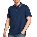 JACK & JONES Mens Plus Size Polo Shirt Golf Sports Gym 100% Cotton Rich Big and Tall T-Shirts for Men, Navy Colour, Size- 2XL