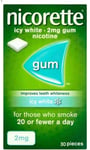 2 x Nicorette Gum 2mg Icy White Gum - 30 Pieces