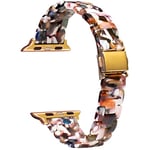 EWENYS Slim Narrow Resin Strap Luxury for Ladies Girls Women, Compatible with Apple Watch Series 9 8 7 41mm, Series 6 5 4 SE 40mm, Series 3 2 1 38mm, Gold Clasp(Assorted Color)