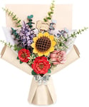 ROBOTIME Fleurs Artificielles Deco, Puzzle 3D Bois, Maquette en Bois a Construire, Construction Adulte, Cadeaux Anniversaire Femmes Saint-Valentin & Décoration d'intérieur, Bouquet de Fleurs TW01H